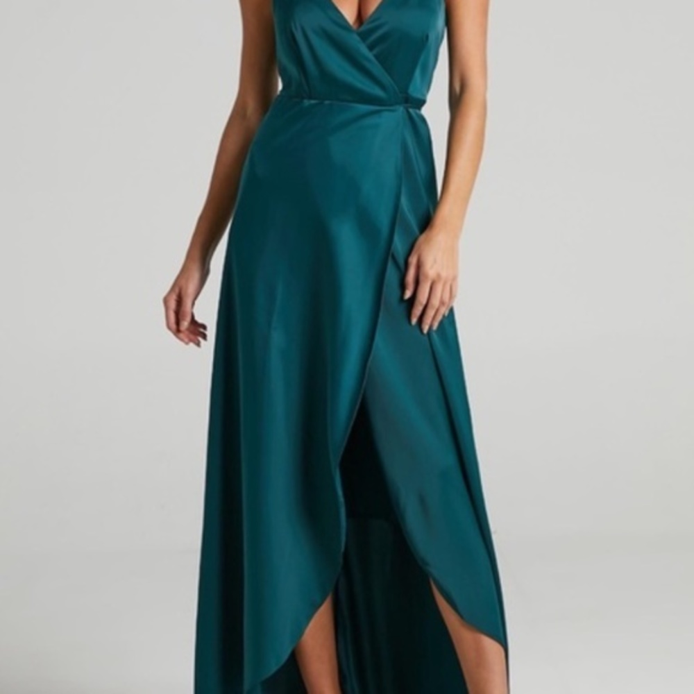 MINE WOULD BE YOU DRESS IN EMERALD SATIN